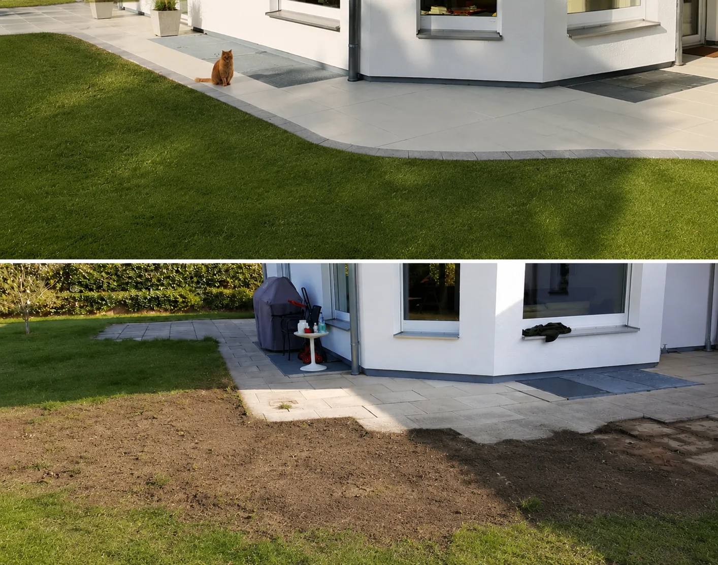 Eckterrasse Vorher und Nachher