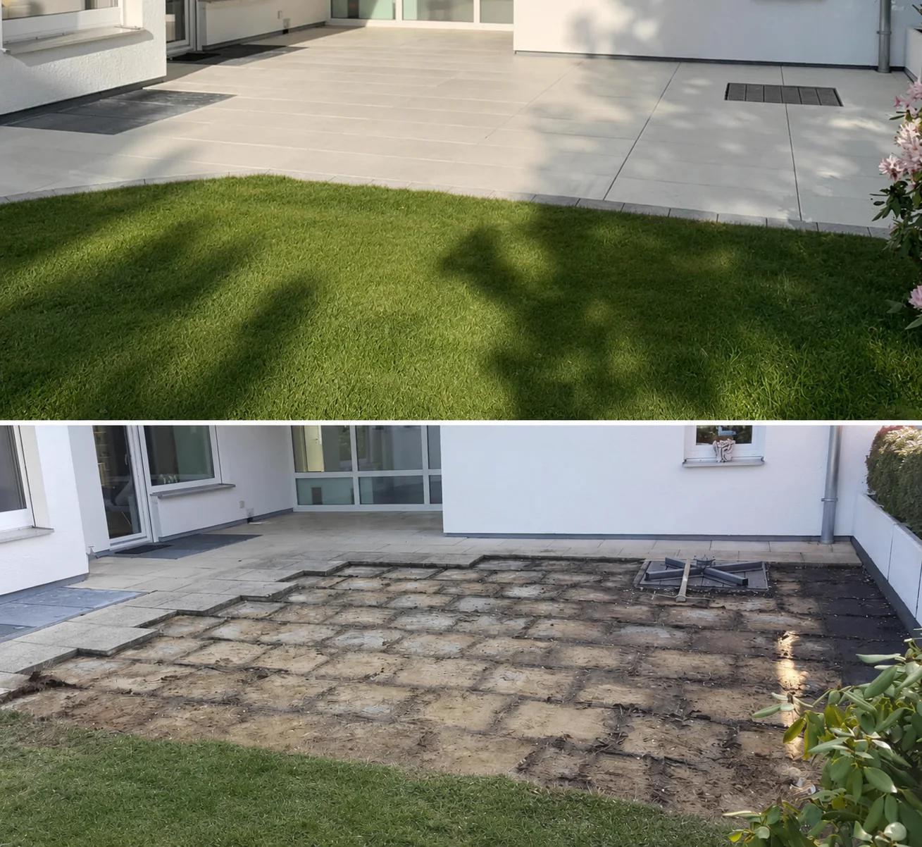 Terrassenprojekt Vorher und Nachher
